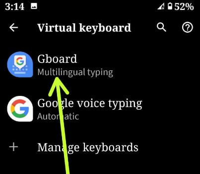 Innstillinger for Gboard-tastatur i Android 10 OS