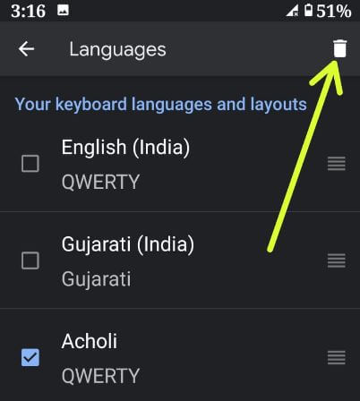 Fjern tastaturspråk på Android 10