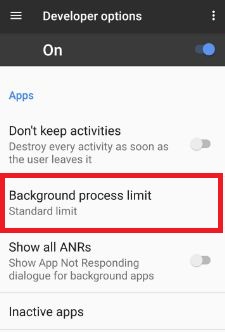 Bakgrunnsgrenser for apper Android O