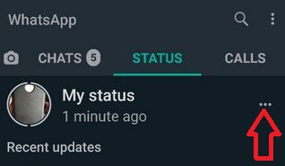 Slett WhatsApp-statusoppdatering på Android
