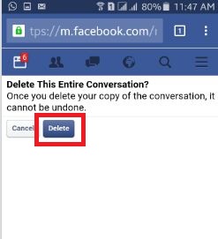 slett facebook hele chathistorikken Android-telefonen