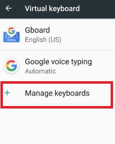 administrere tastaturer i innstillinger for virtuelt tastatur i 7.0 nougat