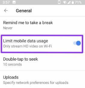 Hvordan redusere mobildatabruk på YouTube Android
