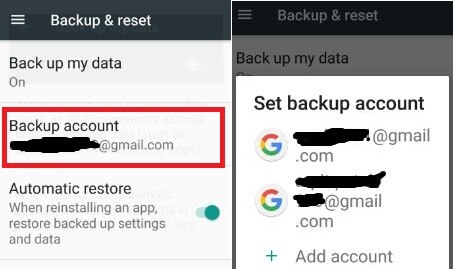 Backup-konto i Android Nougat