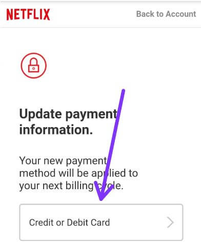 Oppdater betalingsinformasjon på Netflix-appen på Android