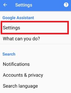 Google Assistent-innstillinger i Android 7.0 Nougat-telefon