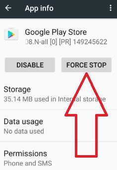 Tving stopp Google Play Store for å fikse feil 403