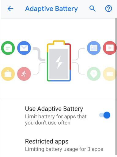 Slik slår du på adaptivt batteri Pixel 3 Pie