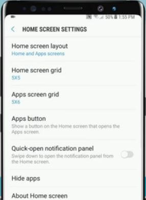 Slik endrer du Galaxy Note 8-innstillingene på startskjermen